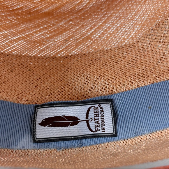 Feather in Your Cap Boater Hat with Ribbon & Knot Detail Neutral Colors Vintage - Picture 4 of 6